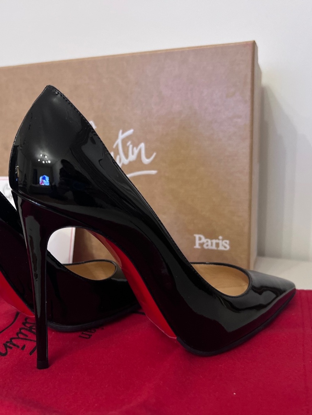 Christian Louboutin Black Women's So Kate 100 Pumps In Powder Patent Leather